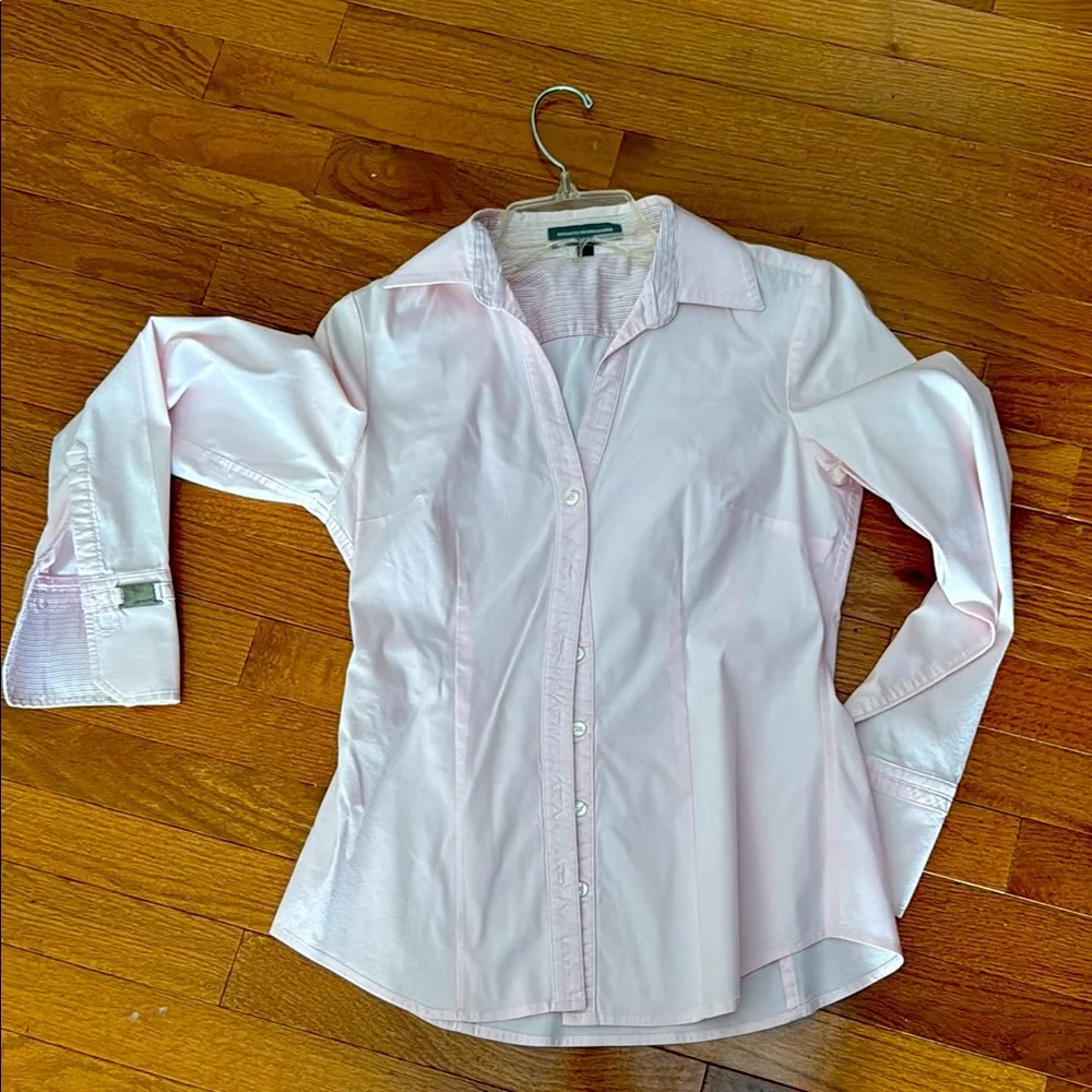 Express Pale Pink Fitted Notched Collar Fitted Button Down Shirt Size Small - Picture 1 of 8